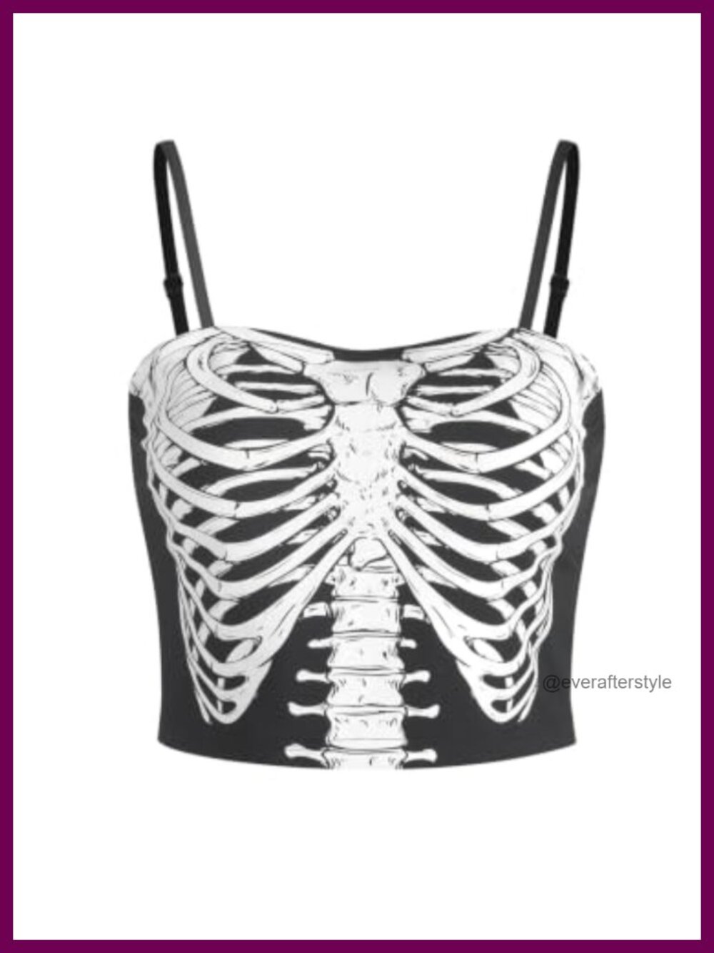 Skeleton Graphic Sleeveless Crop Tank Top Scoop Neck Backless